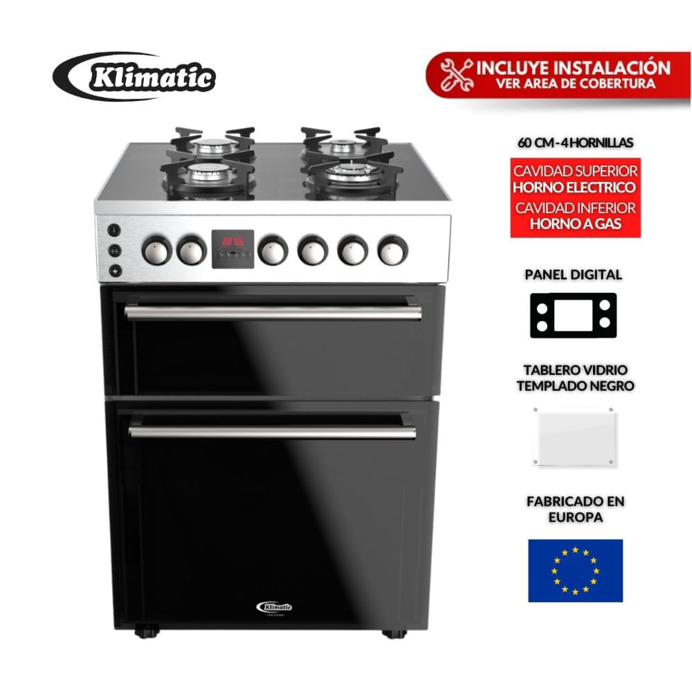 Cocina gas Klimatic Vitale E Pro 4 Hornillas Gris