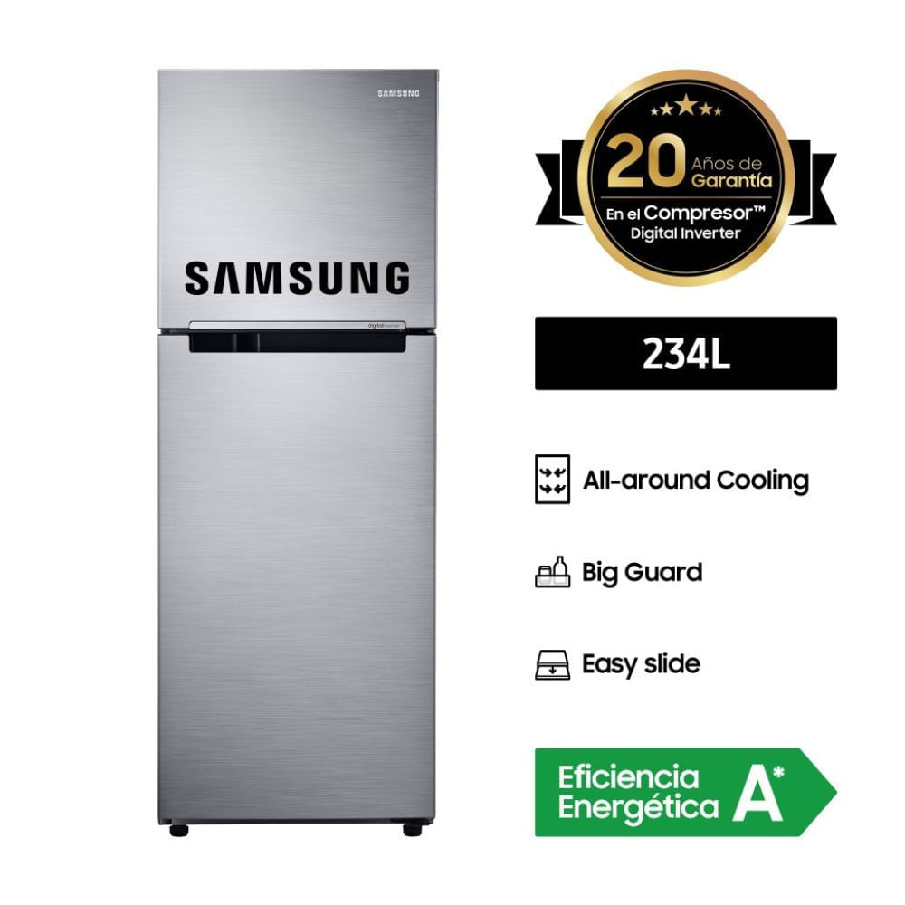 Refrigeradora Samsung RT22FARADS8/PE Top Freezer 234L Plateado