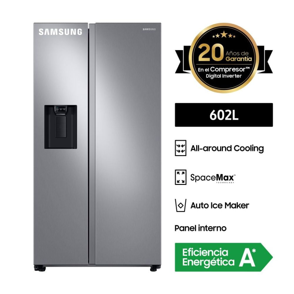 Refrigeradora Samsung RS60T5200S9PE Side By Side 602L Plateado