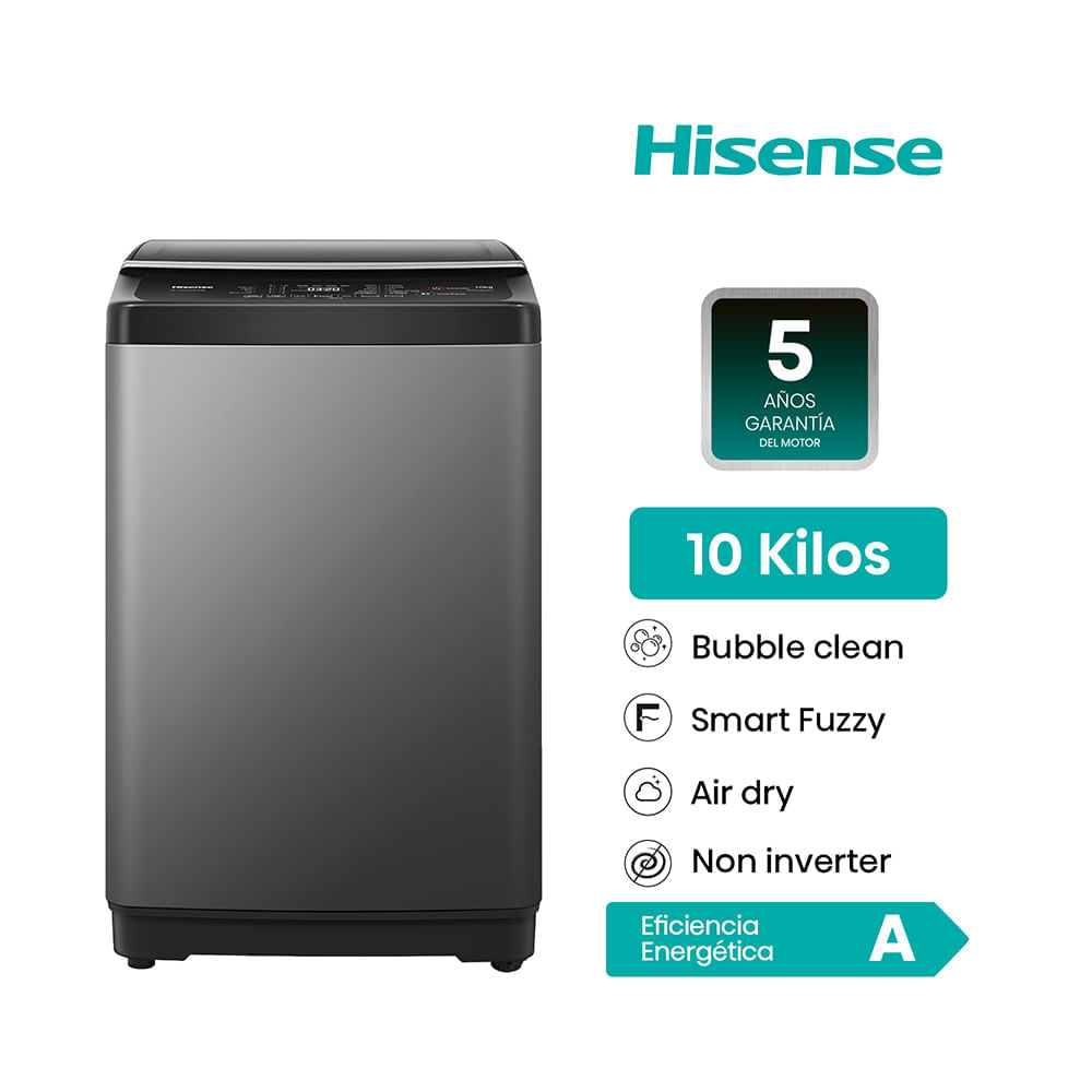 Lavadora Hisense Carga Superior 10KG WT3J1023UT Silver