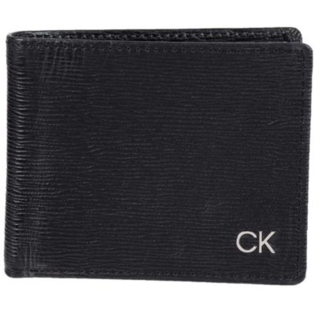 Calvin Klein billetera RFID de cuero para hombre, Negro/Amarillo neón