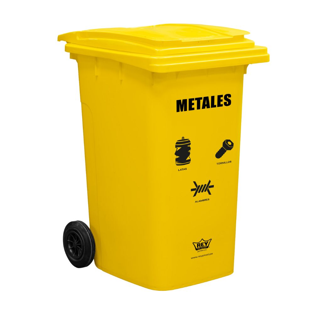 Tacho Recolector de Basura 23.9 l Metales Reyplast Gris con Ruedas y Tapa
