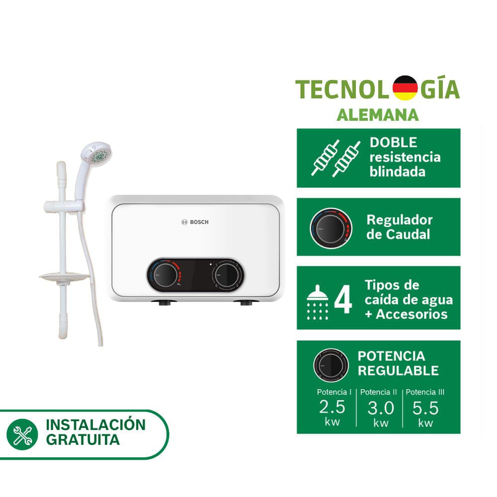 Rapiducha Bosch Advanced 5.5kw + Accesorios