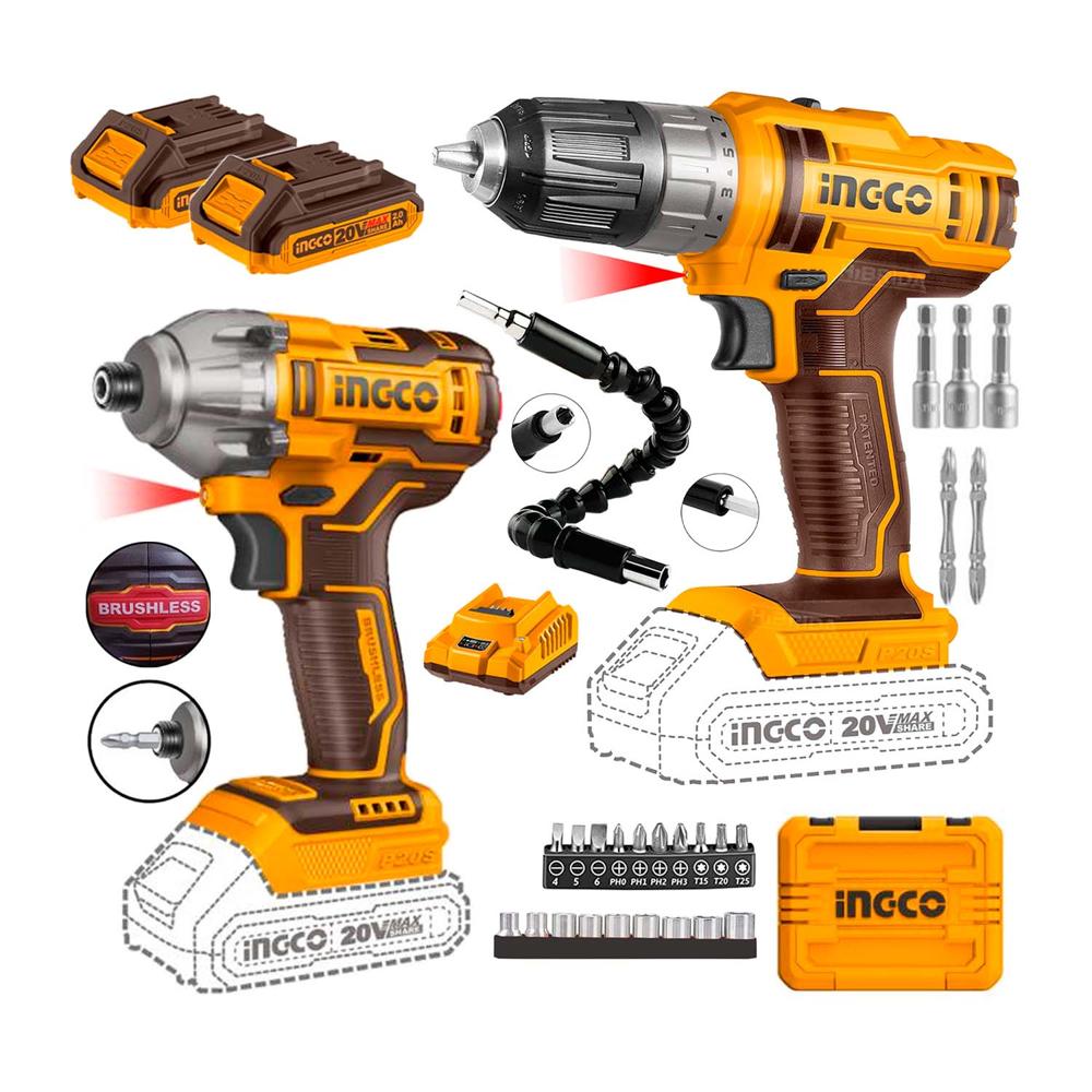Set Taladro Inalámbrico + Atornillador De Impacto + Extensor
