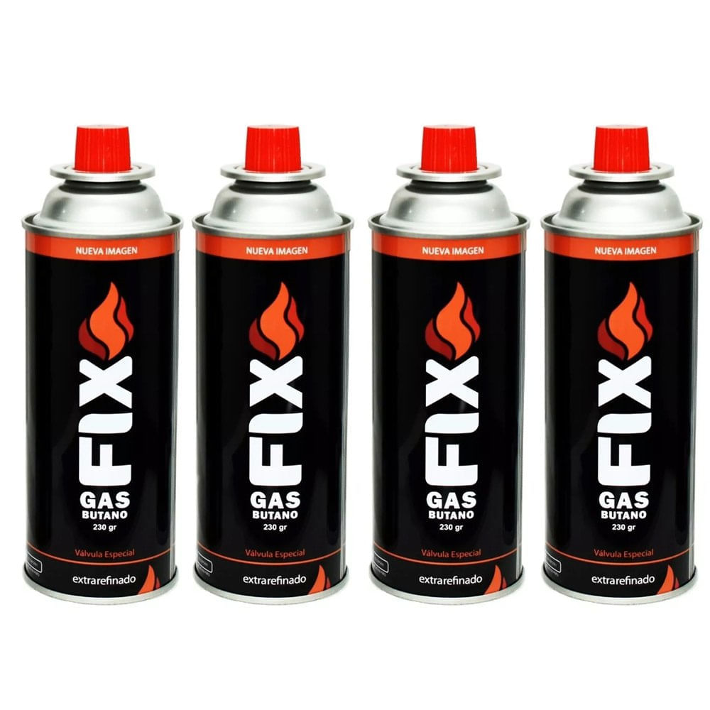 4 Gas Butano FIX Ultra Refinado Valvula Universal Cocinillas Flameador