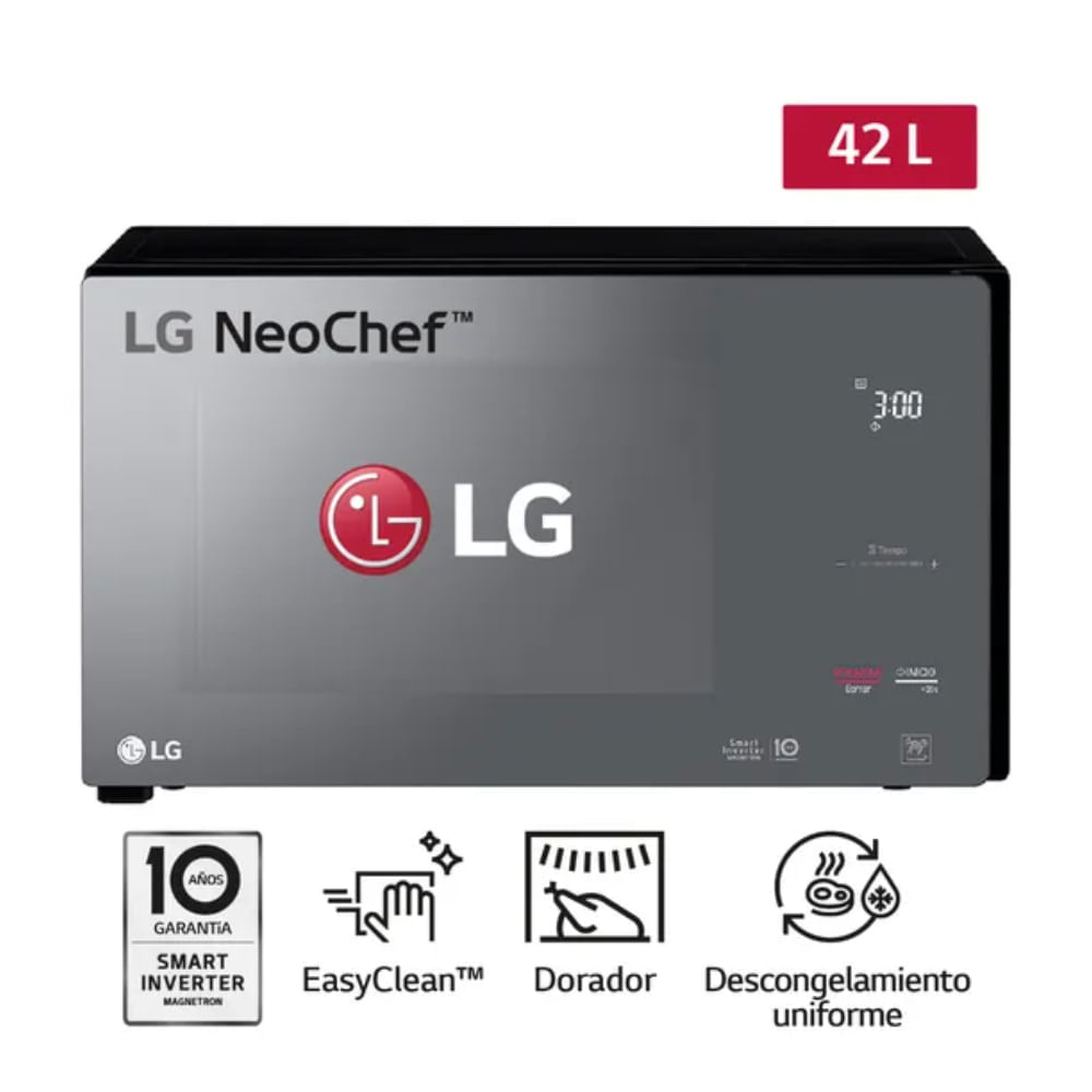 Horno Microondas LG MH8296DIR EasyClean 42L con Smart Inverter