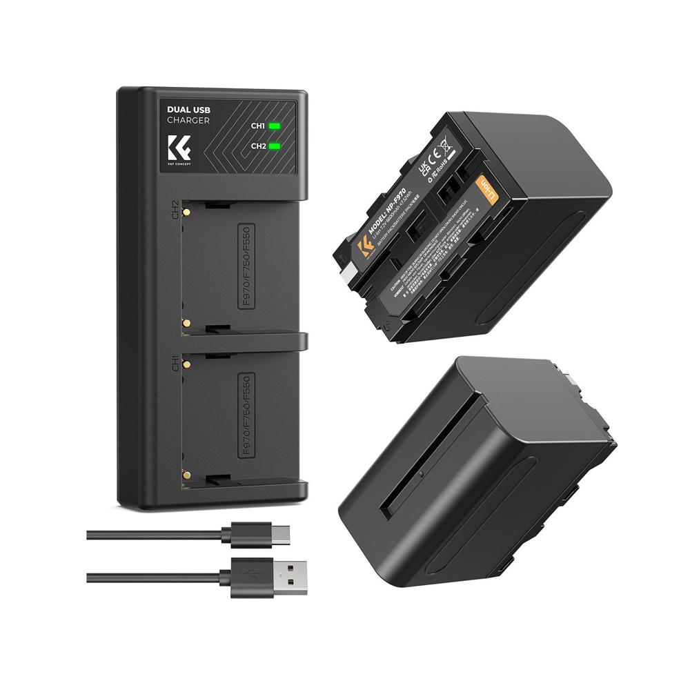 Kit de 2 baterías NP970 + cargador dual K&F Concept