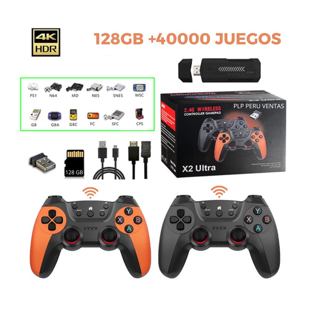 Consola X2 Ultra 128GB Retro 4k Mandos Inalambricos