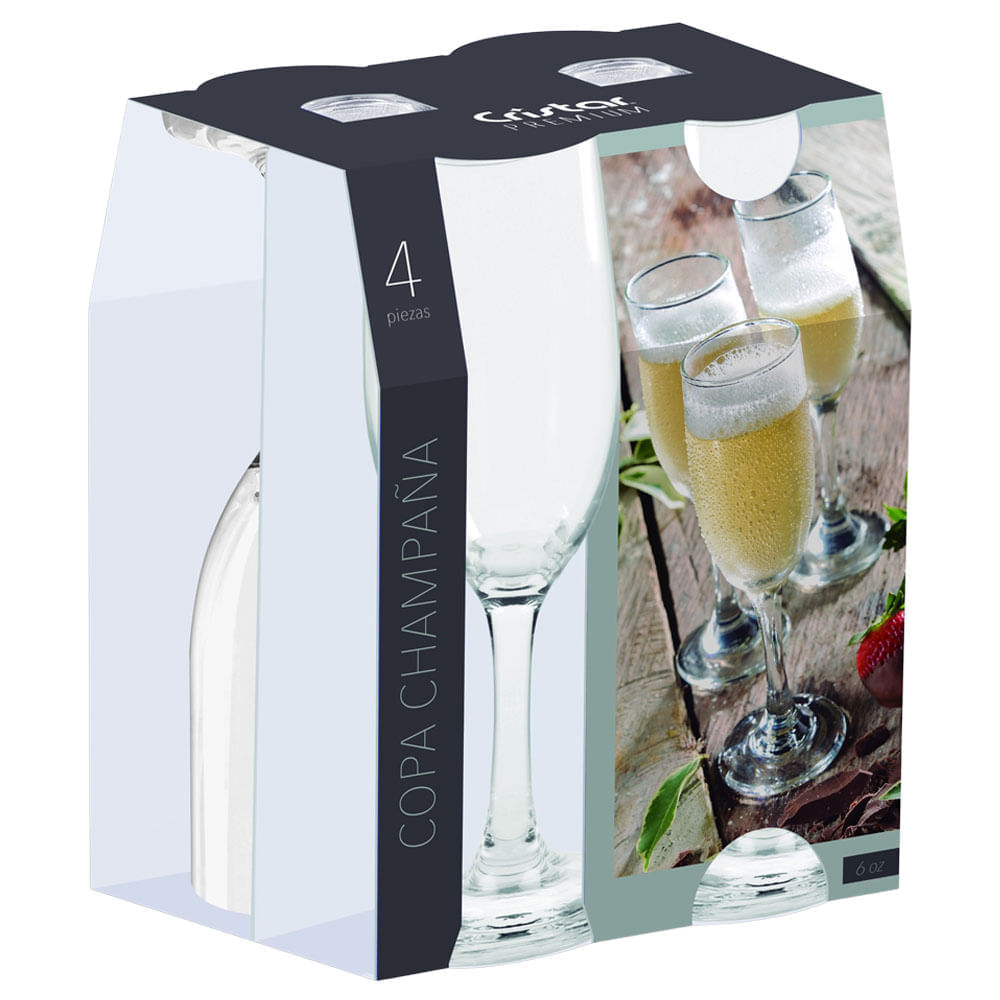 Set de Copas de Champagne CRISTAR 4pzas 195x115x153mm