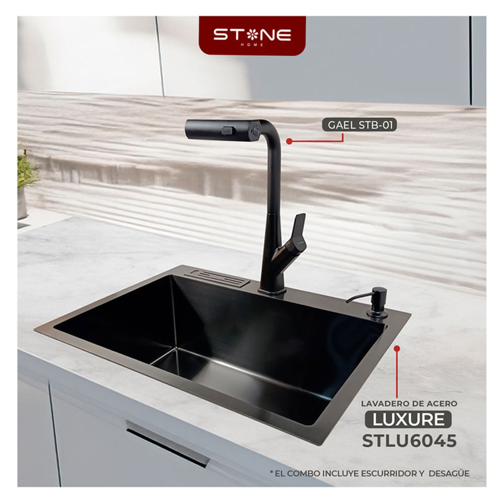 Combo de Lavadero Luxure STLU6045+ Gael STB-01 Con Escurridor (Exonerado) Stone