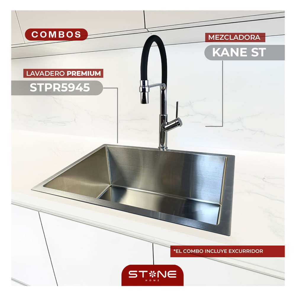 Combo de Lavadero Premium STPR5945 + Kane ST-01 Con Escurridor (Exonerado) Stone