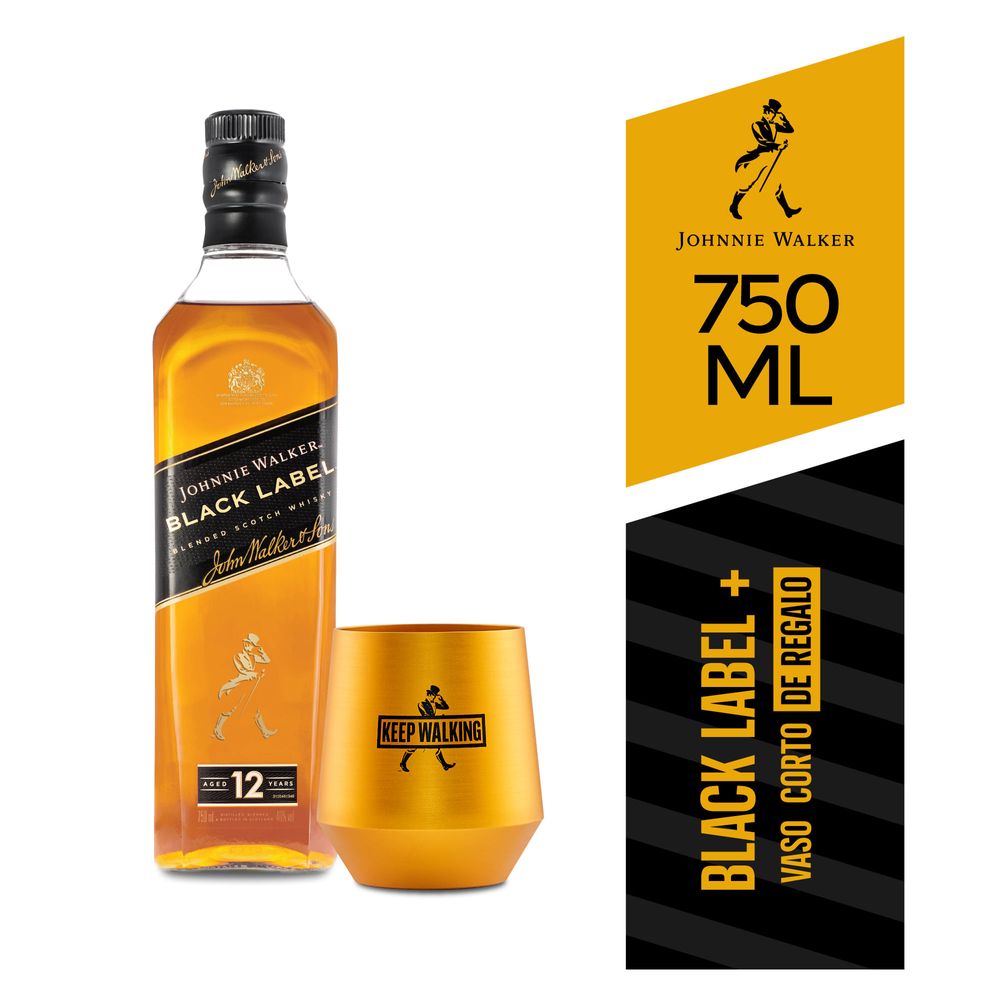 Pack Whisky JOHNNIE WALKER Black Label Botella 750ml + Vaso Tumbler