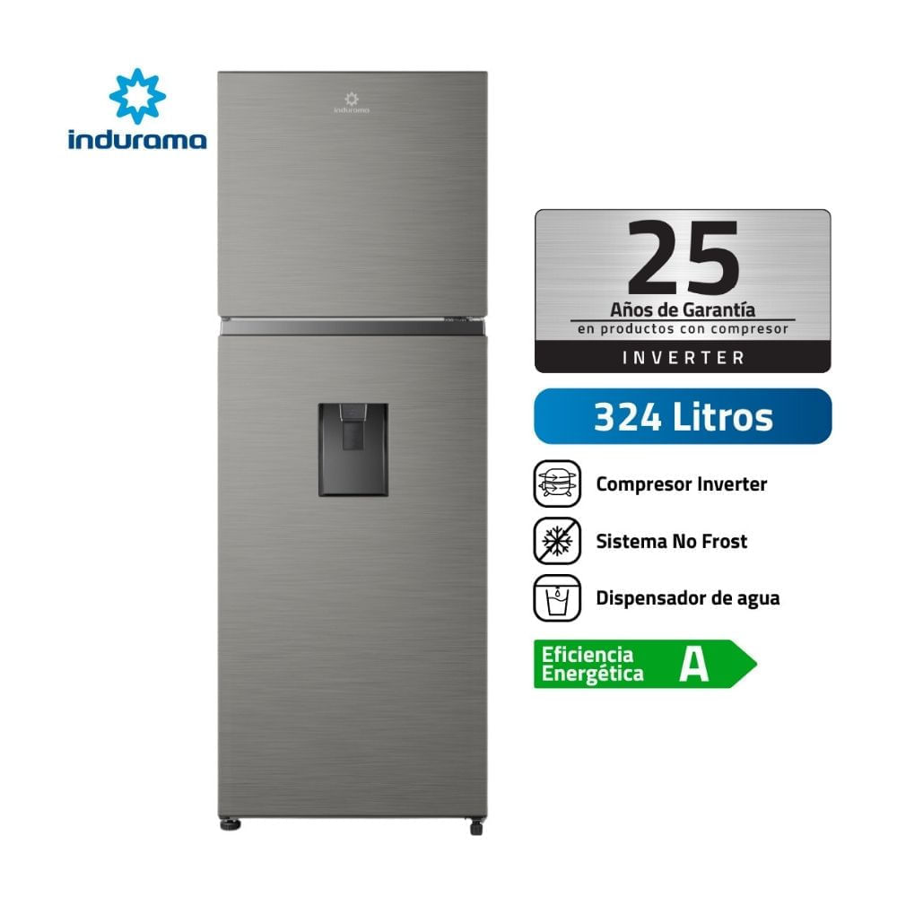 Refrigeradora Indurama Top Mount RI439DI Inverter No Frost 324L Plata