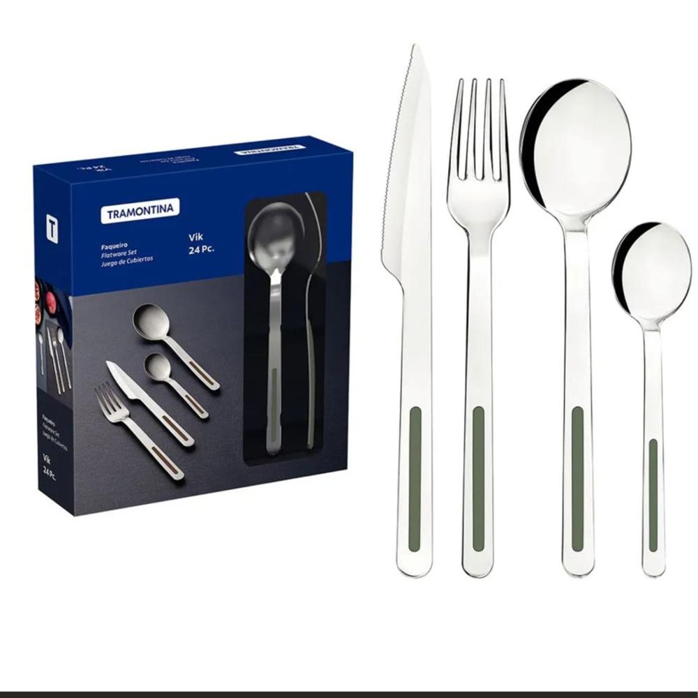 Juego De Cubiertos 24Pzas Verde - Vik