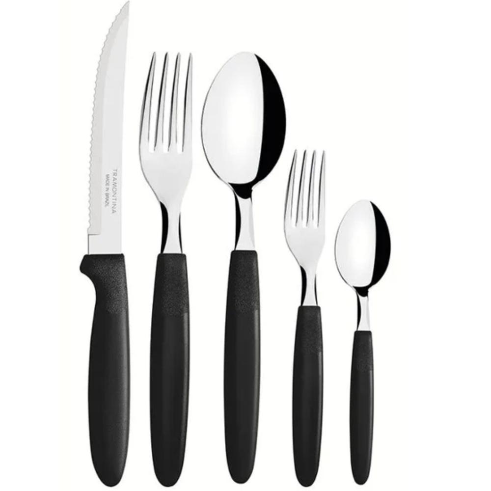 Jgo De Cubiertos X30 Pzas Ipanema Negro Acero Inox