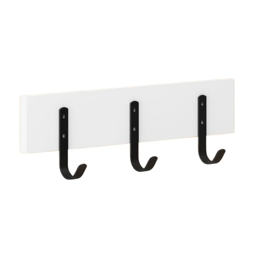 Perchero Simple Blanco con 3 Ganchos Negro Prat-K
