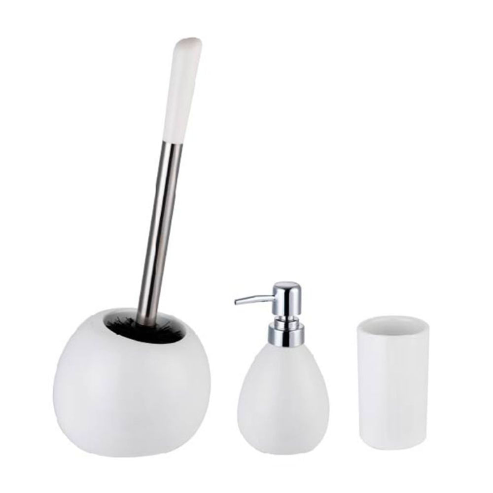 COMBO Dispensador de jabón Essential Blanco Sensea + Vaso Essential Blanco Sensea + Cepillo para sanitario Essential Sensea