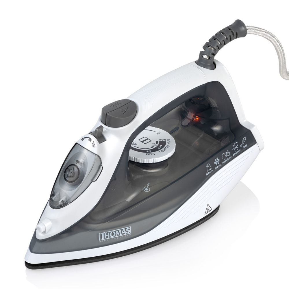 Plancha de Ropa Thomas TH7003 Base Antiadherente 1600W Color Blanco