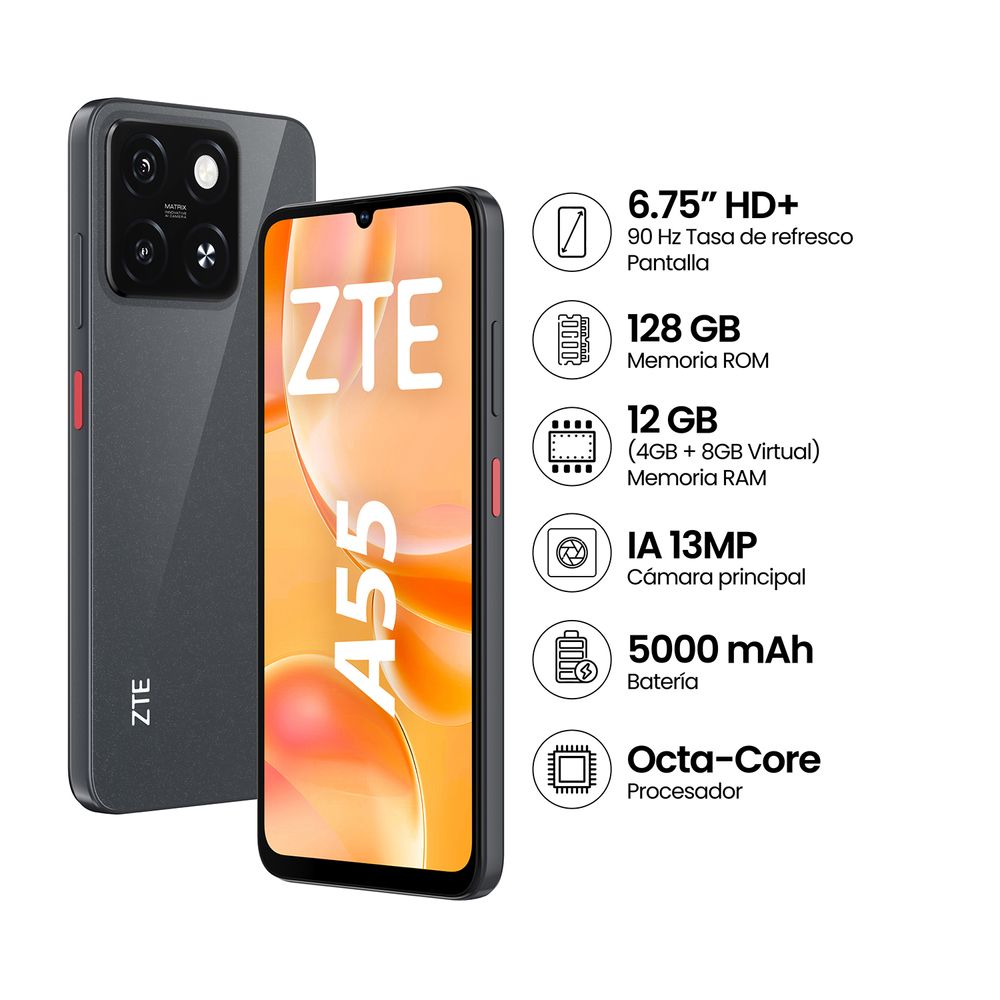 Celular ZTE Blade A55 4GB 128GB Negro