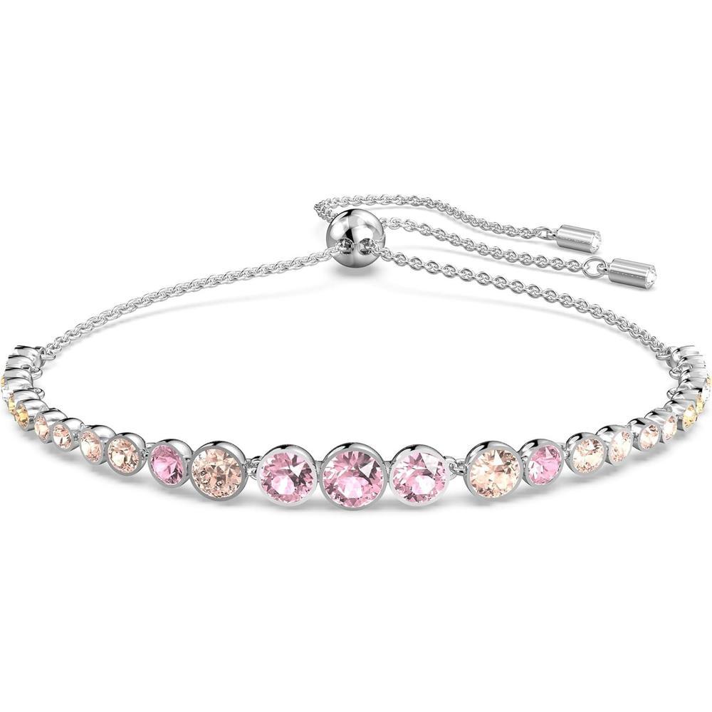 Pulsera Swarovski Emily con cristales transparentes, azules y rosados, diseño ajustable
