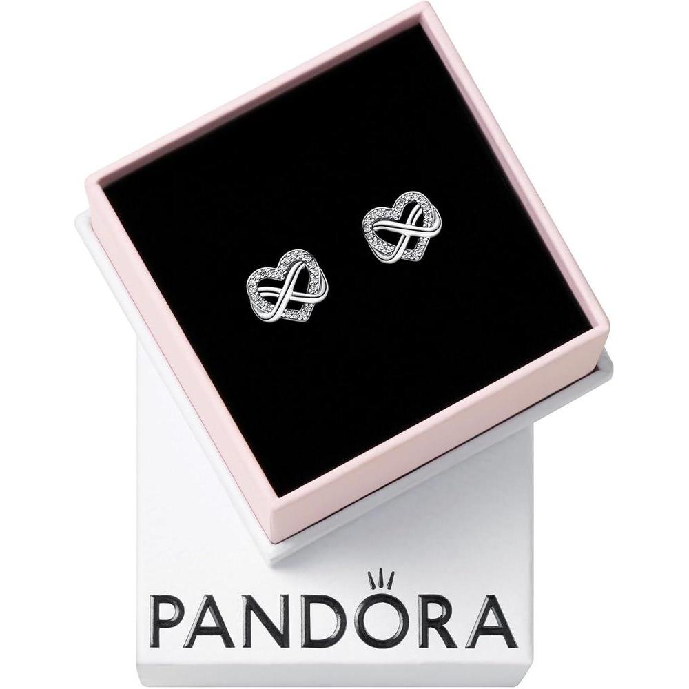 Pendientes Pandora corazón infinito, plata de ley y circonita cúbica