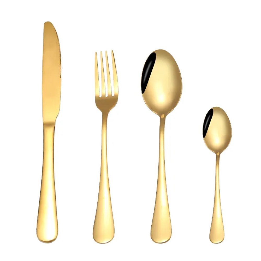 Set de Cubiertos Acero Inoxidable 304 Dorado 24 Piezas Pulido Espejo