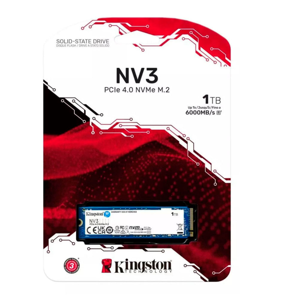 Unidad en estado solido Kingston 1000GB NV3 PCIe 4.0 NVMe M.2 SSD