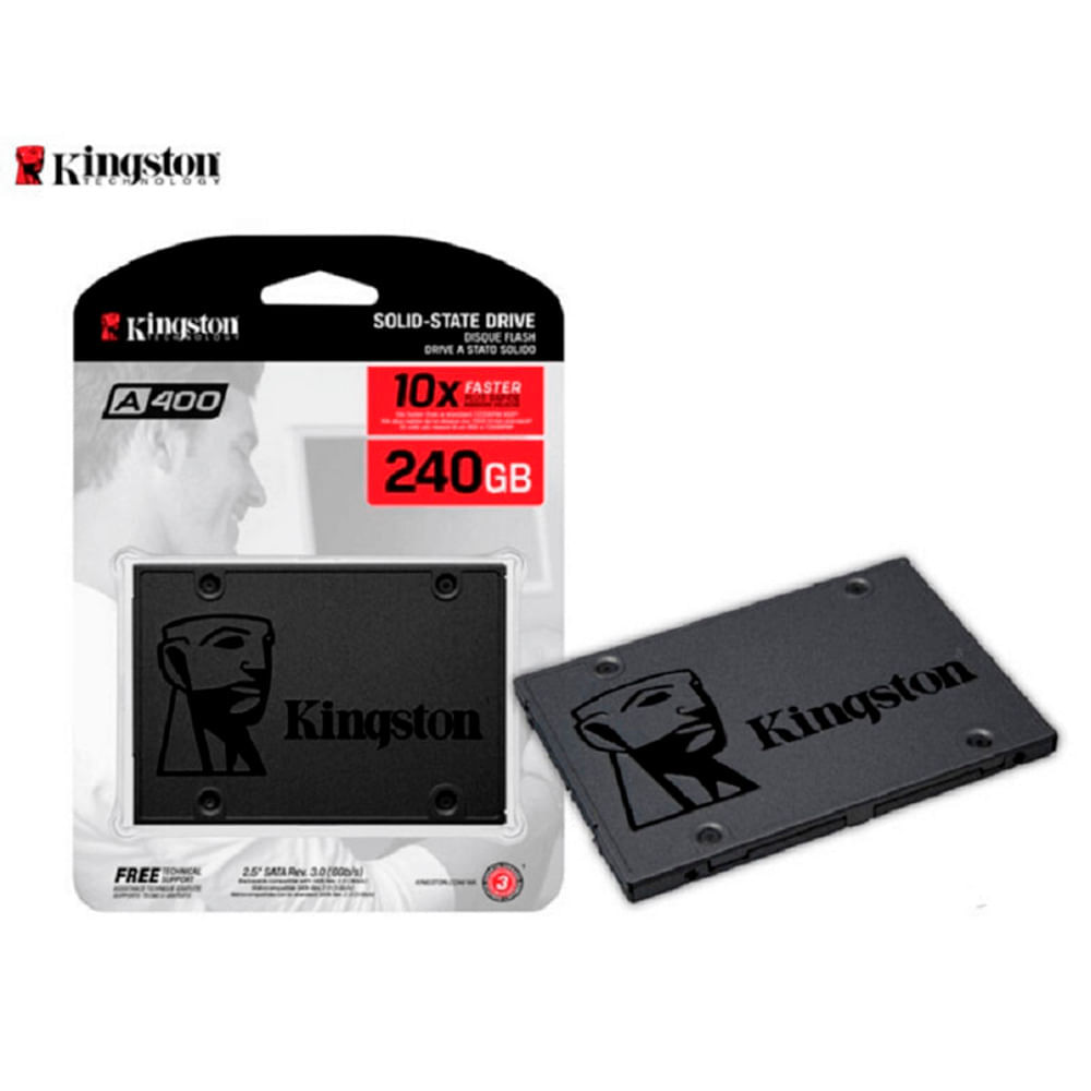 Unidad de Estado Solido Kingston A400, 240GB, SATA 6Gb/s, 2.5"", 7mm, TLC.