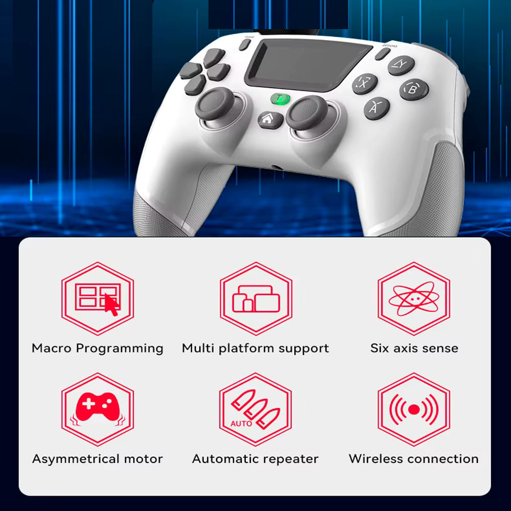 Mando para PS4, Switch, PC, Blanco con Botones Traseros PS3