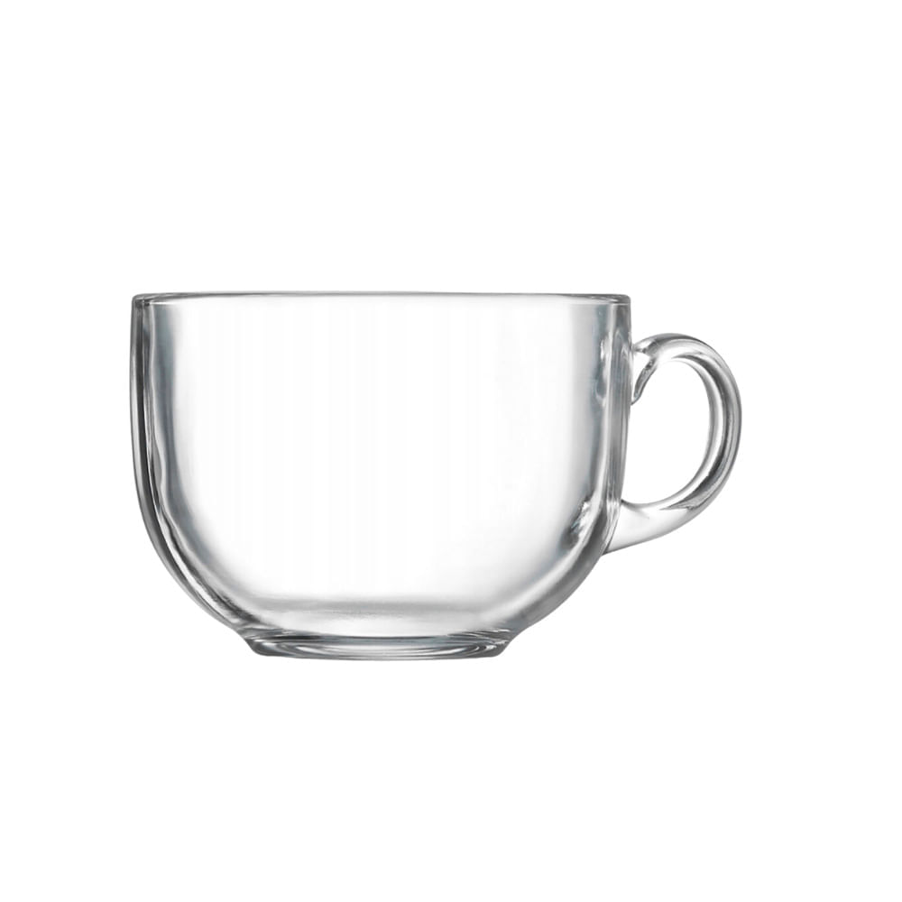 Juego de 3 Tazas de Vidrio Con Mango Transparente 450 ml