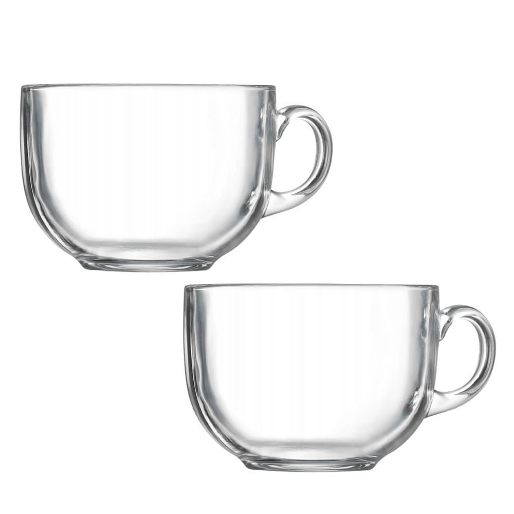 Juego de 6 Tazas de Vidrio Con Mango Transparente 450 ml