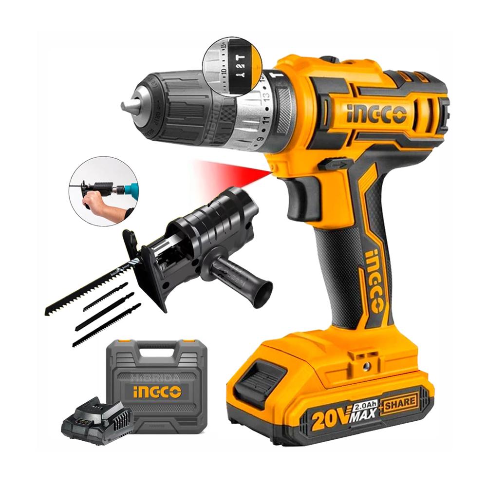 Combo Taladro Percutor 20v Inalámbrico Adaptador Caladora