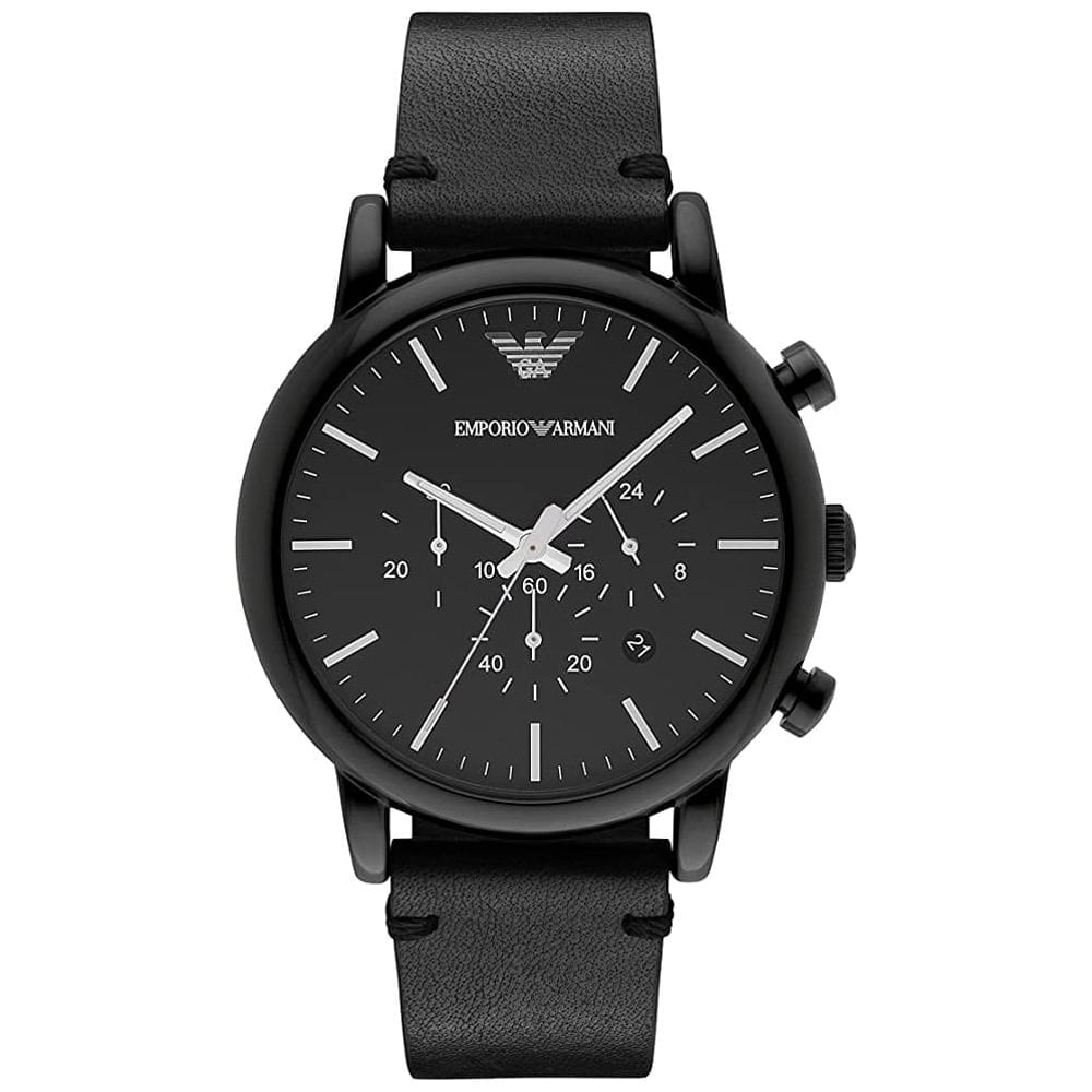 Reloj Emporio Armani Luigi AR1918 Para Hombre Fecha Cronómetro Correa de Cuero Negro