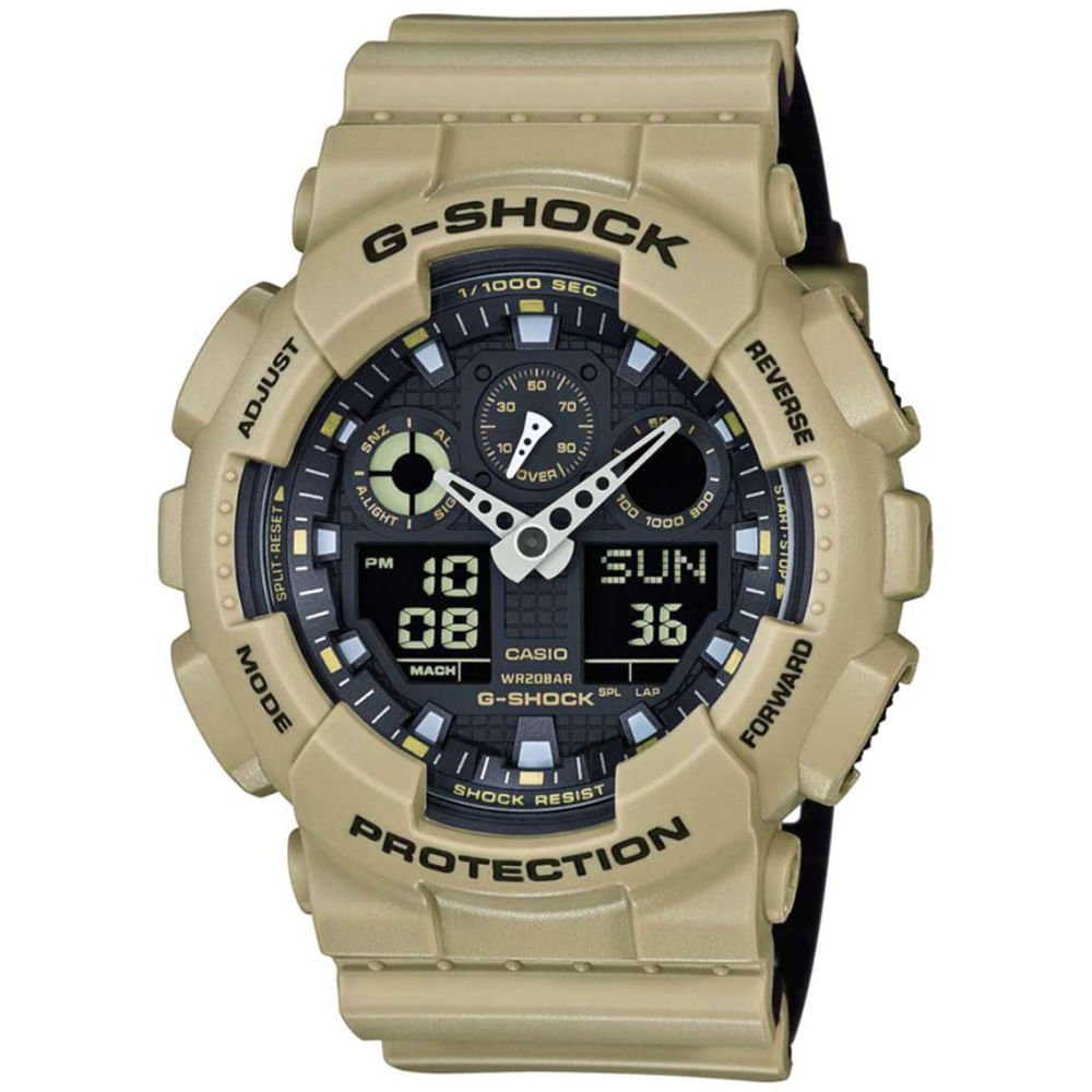Reloj Casio G-Shock GA100L-8A Para Hombre Digital Analógico Luz LED Resina Beige