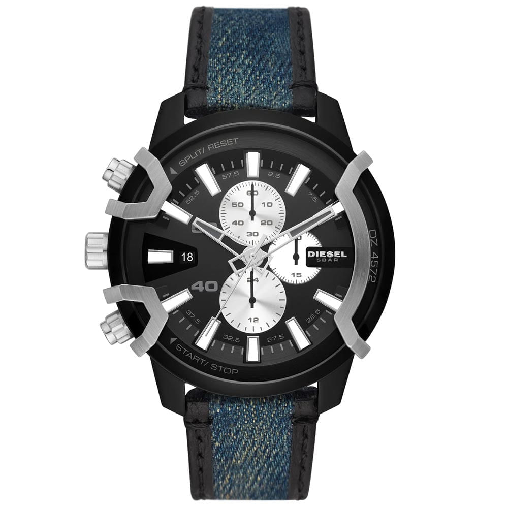 Reloj Diesel Griffed DZ4572 Fecha Cronómetro Acero Inoxidable Correa de Cuero
