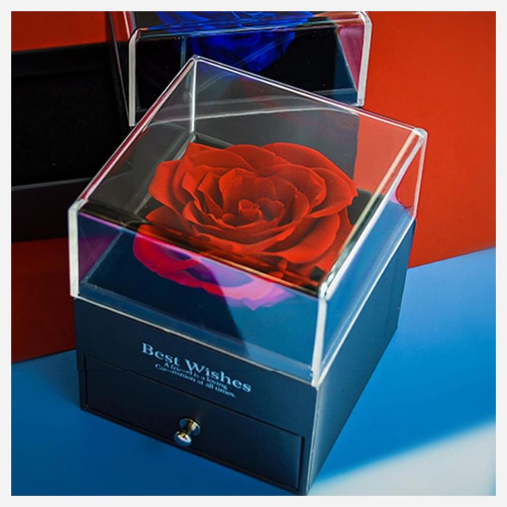 Joyero de Lujo con Rosa y Joyería Sorpresa Azul