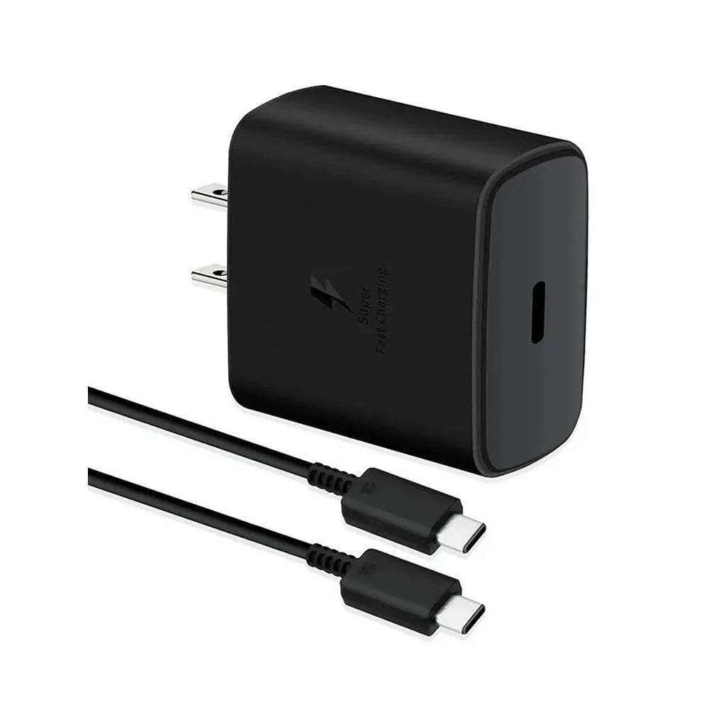 Cargador 45W carga super rapida-Tipo C Cubo + Cable Negro