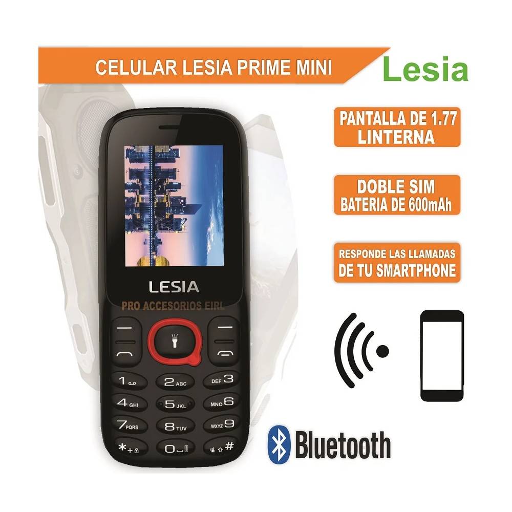 Celular Lesia Prime Mini BASICO 2G Recibe llamadas de tu Smarphone