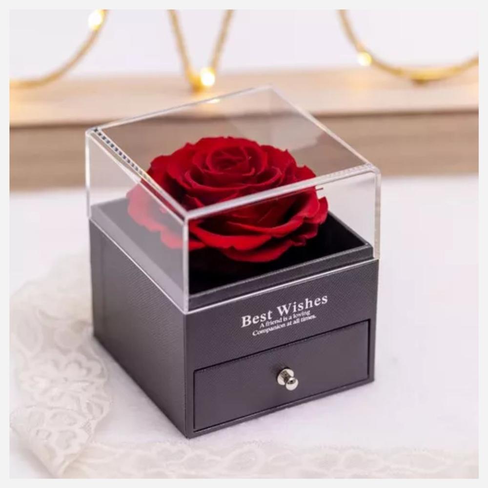 Joyero de Lujo con Rosa y Joyería Sorpresa Negro