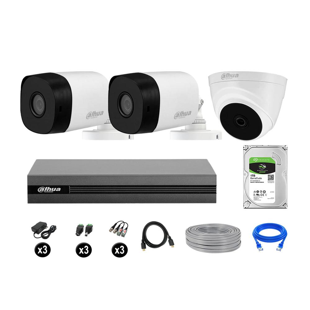 Cámaras Seguridad Dahua Kit 3 Hd 720p Disco 1tb Completo