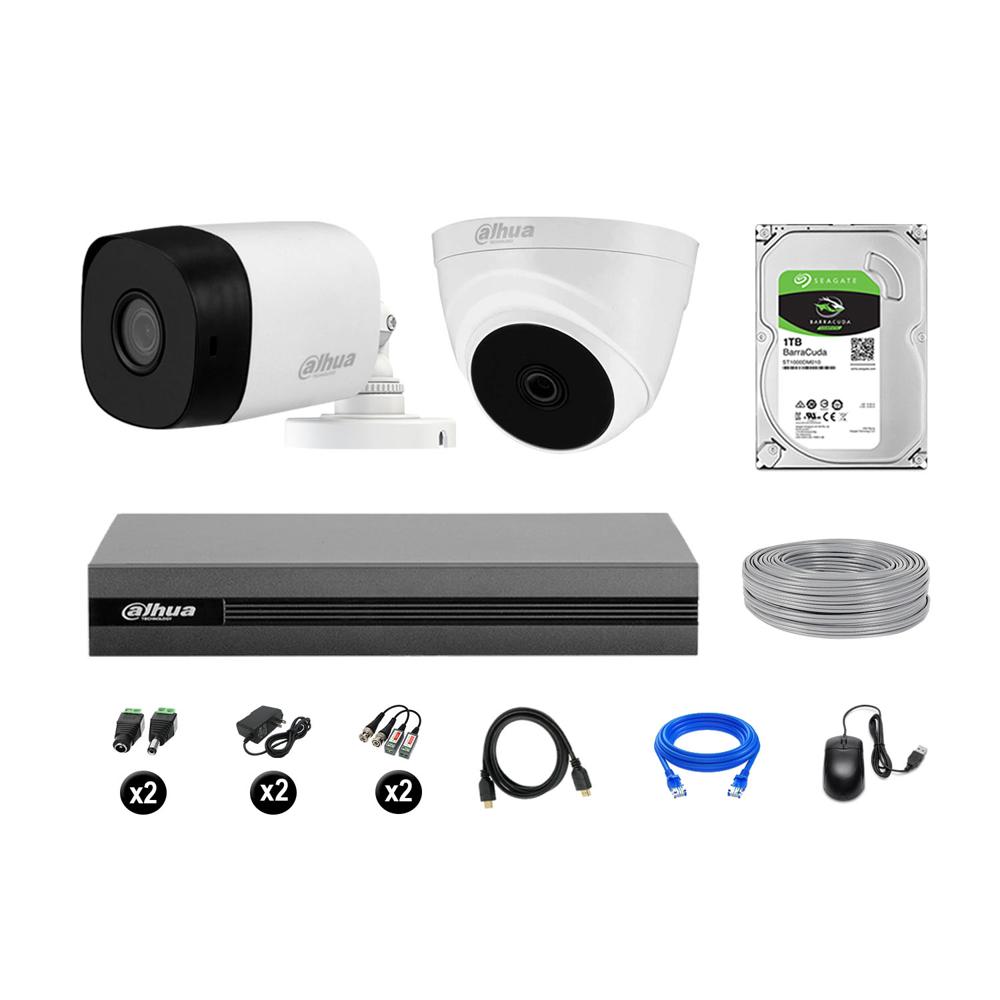 Cámaras Seguridad Dahua Kit 2 Full Hd 1080p Disco 1tb Completo