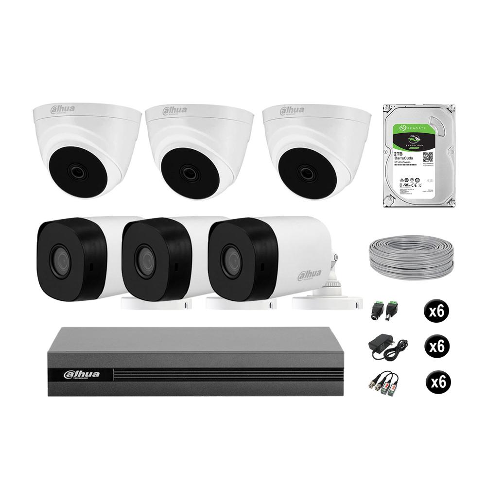 Cámaras Seguridad Dahua Kit 6 Full Hd 1080p Disco 2tb Completo
