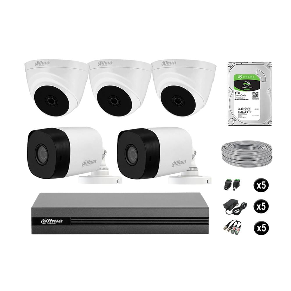 Cámaras Seguridad Dahua Kit 5 Full Hd 1080p Disco 1tb Completo