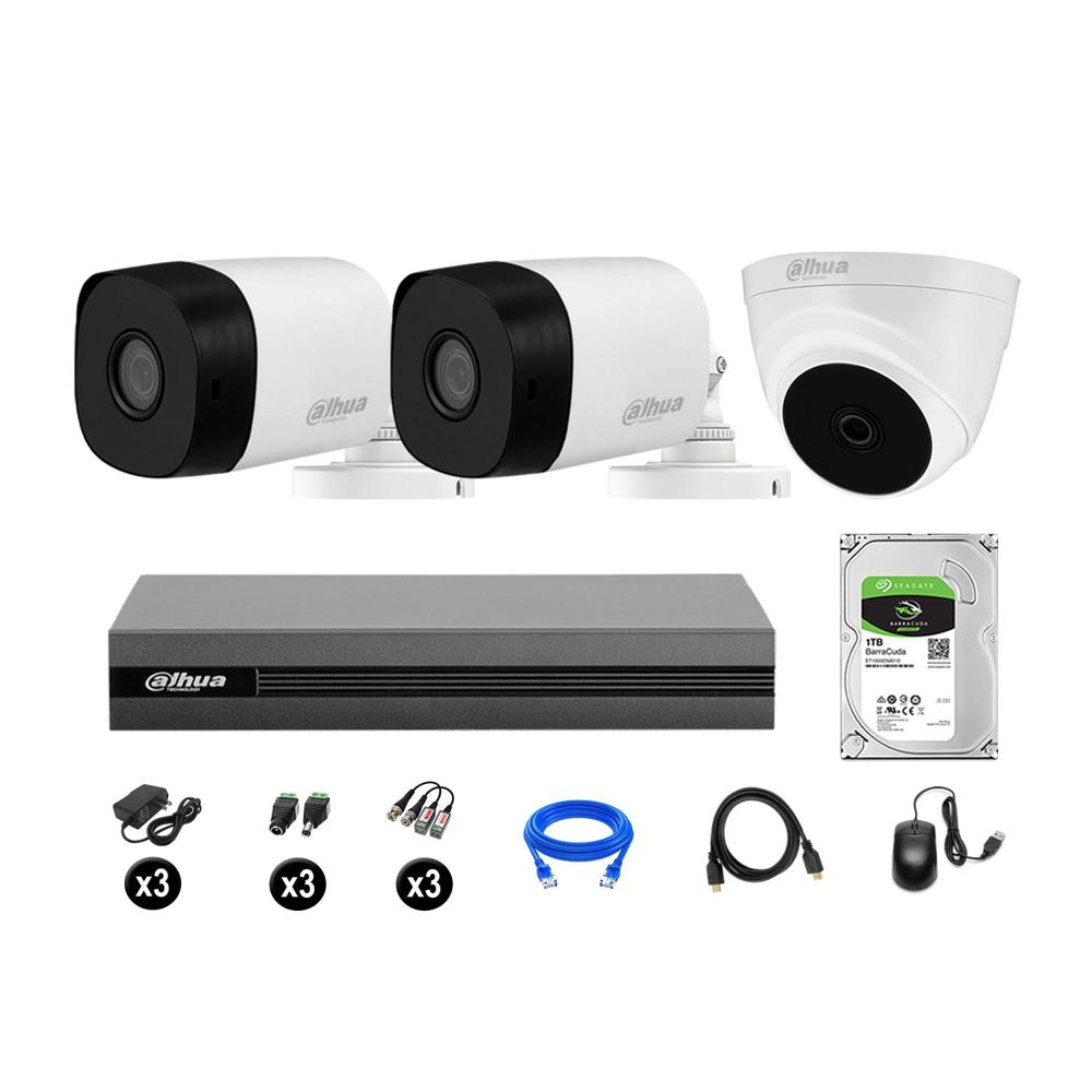 Cámaras Seguridad Dahua Kit 3 Hd 720p Disco 1tb Hdmi