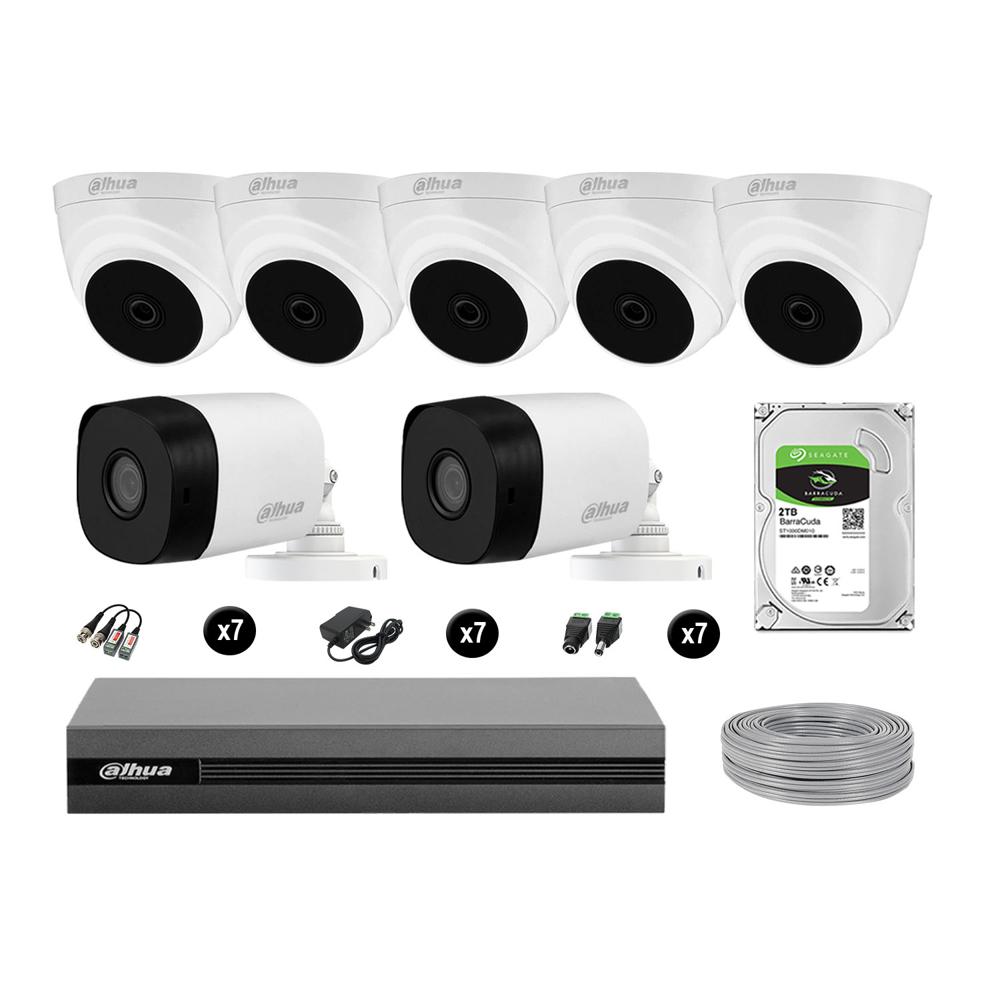 Cámaras Seguridad Dahua Kit 7 Hd 720p Disco 2tb Completo