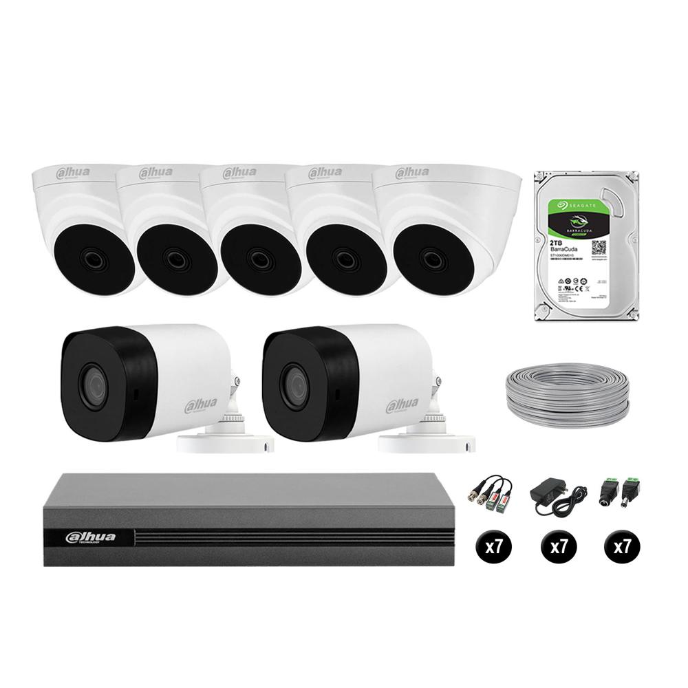 Cámaras Seguridad Dahua Kit 7 Full Hd 1080p Disco 2tb Completo