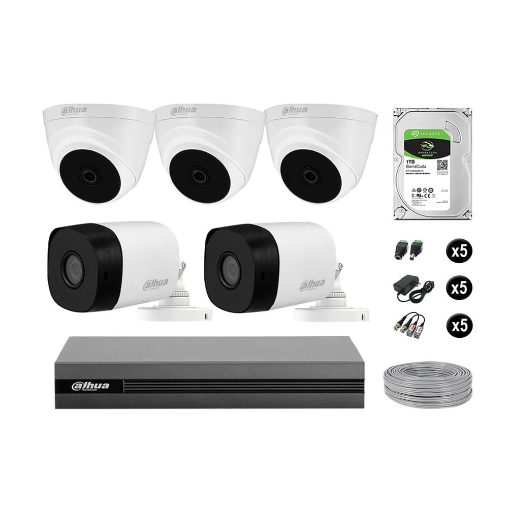 Cámaras Seguridad Dahua Kit 5 Hd 720p Disco 1tb Completo
