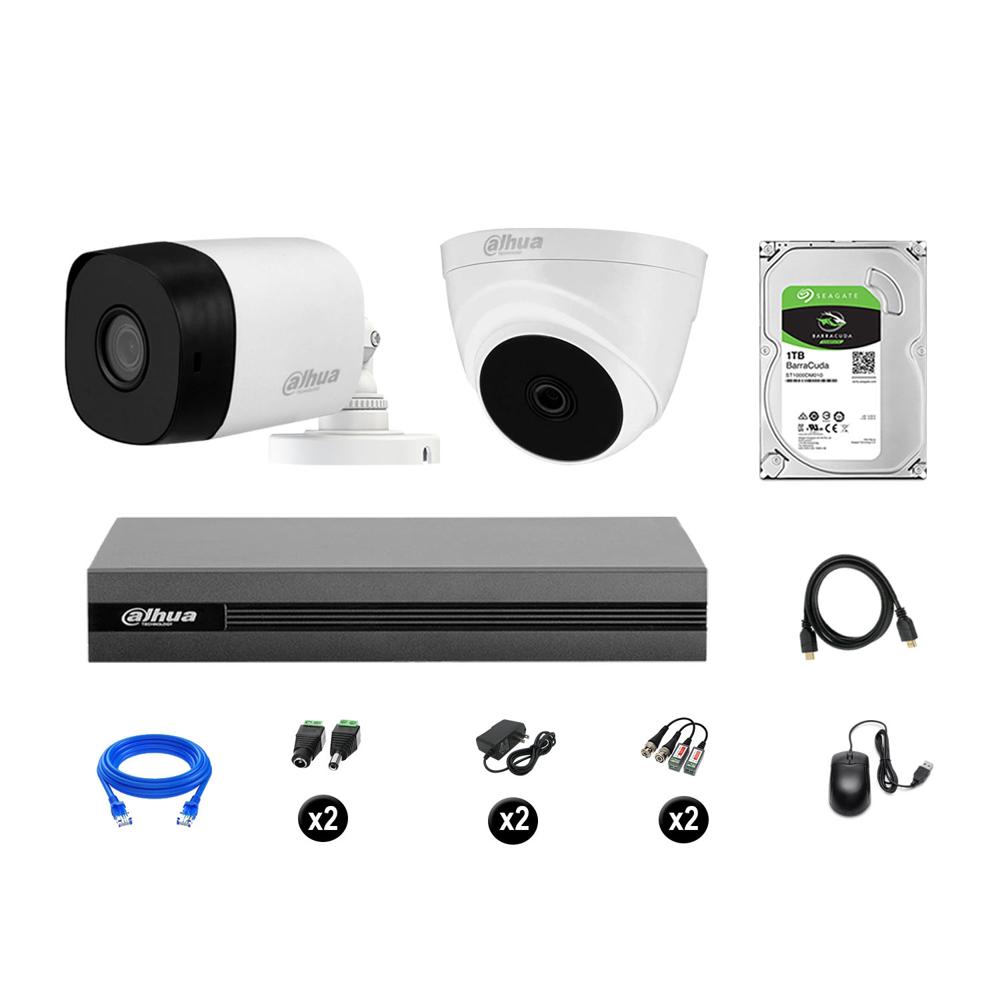 Cámaras Seguridad Dahua Kit 2 Full Hd 1080p Disco 1tb Hdmi