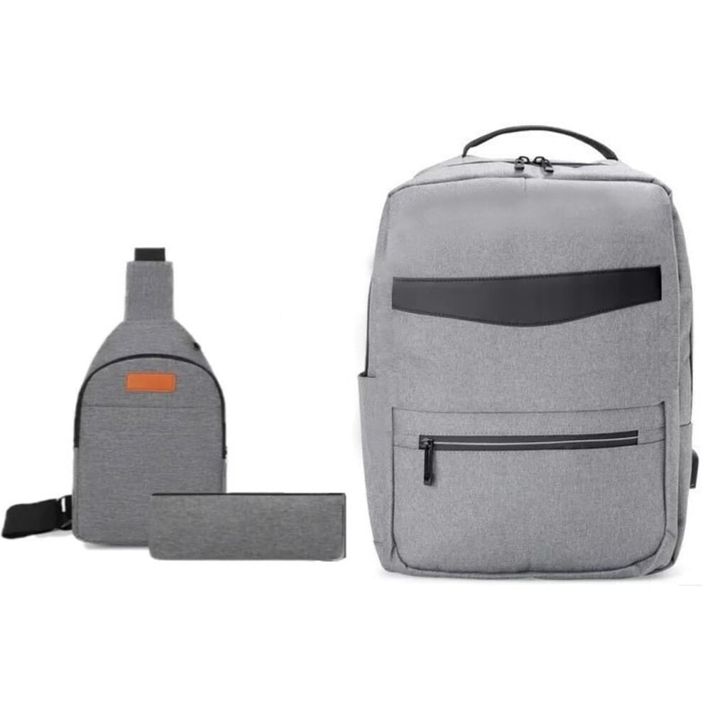 Mochila Morral Pack 3 en 1 Antirrobo Impermeable Porta Laptop Usb 4.0 - Gris