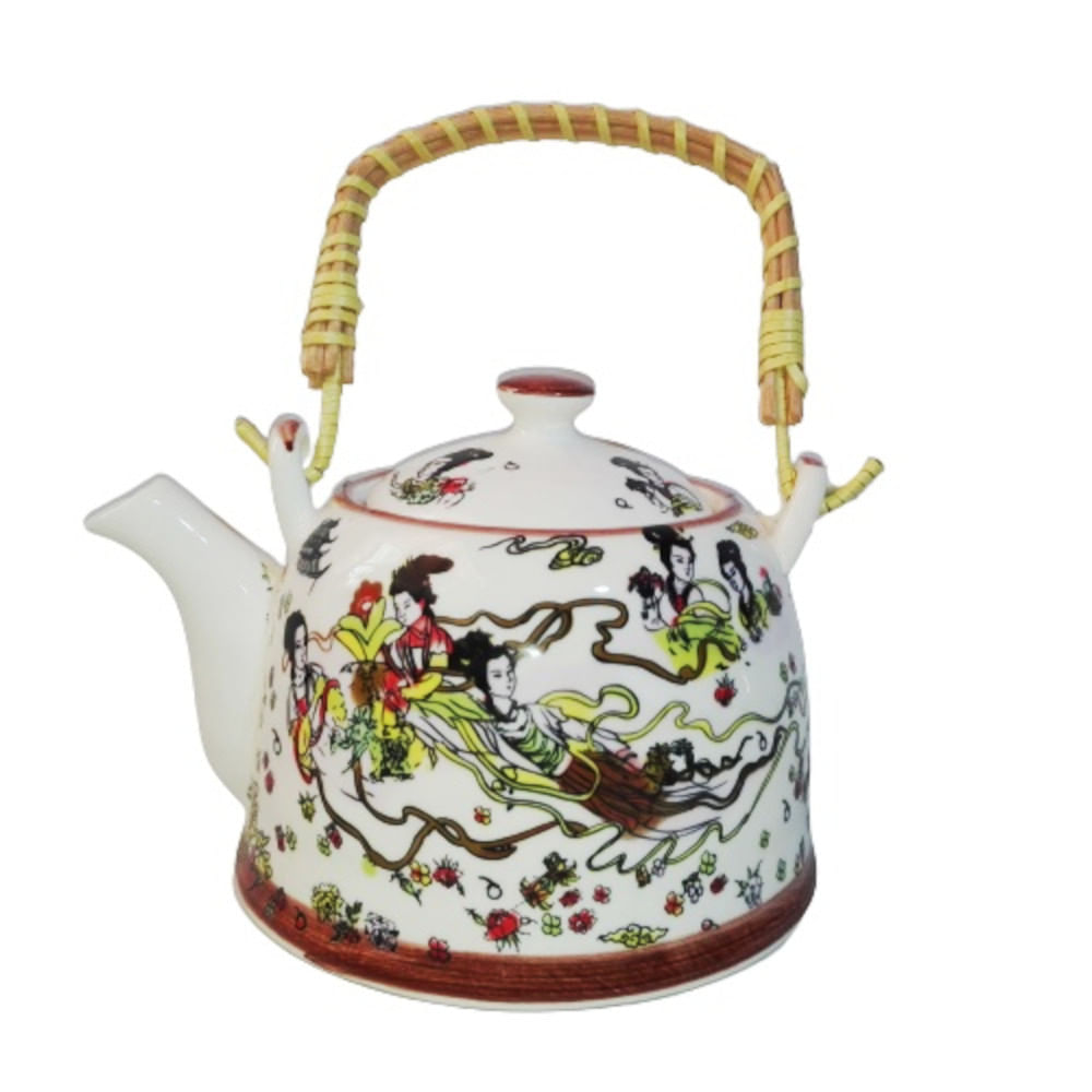 Tetera Para Infusion Oriental Con Filtro Modelo Jardin Diosas 4pza